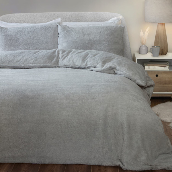 Teddy Double Duvet Set - Silver