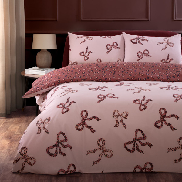 Leopard Print Bow Duvet Set - Double