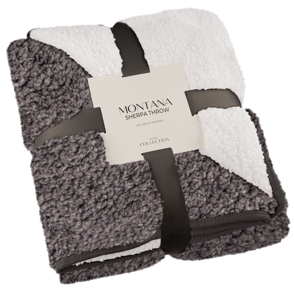 Montana Two Tone Sherpa Throw - Charcoal