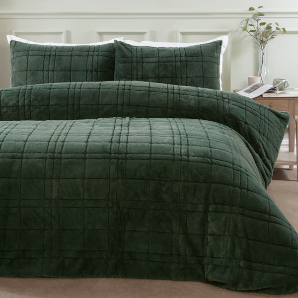 Aspen Green Check Duvet Set - King