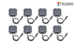 A set of 8 adjustable diode dynamics rock lights for off road use on a Toyota Land Cruiser over a white background. A set of 8 adjustable diode dynamics rock lights for off road use on a Toyota Land Cruiser over a white background.