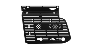 Left-side view of a single Sherpa molle / storage panel for the exterior of a 250 series Land Cruiser.
