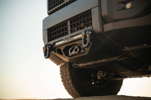 Photogenic view of a 2024 Toyota Land Cruiser with an aftermarket DV8 steel centric front bumper installed. Photogenic view of a 2024 Toyota Land Cruiser with an aftermarket DV8 steel centric front bumper installed.