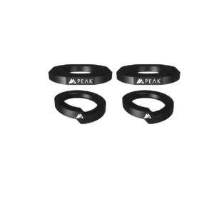 Peak Suspension 2 piece front end lift spacer kit for the 2024+ Toyota Land Cruiser 250 series, over a plain white background. Peak Suspension 2 piece front end lift spacer kit for the 2024+ Toyota Land Cruiser 250 series, over a plain white background.