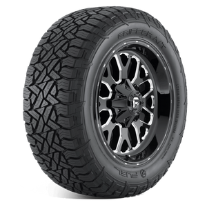A Fuel Gripper A/T tire mounted to a Fuel off-road rim. A Fuel Gripper A/T tire mounted to a Fuel off-road rim.