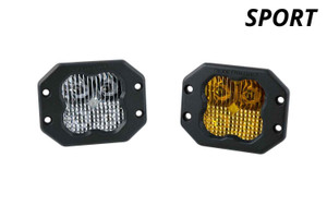 A combo of one white and one yellow Diode Dynamics SS3 flush mount 3" Sport LED pods, for use as fog lights, reverse lights, or auxiliary lights in your rig's bumper. A combo of one white and one yellow Diode Dynamics SS3 flush mount 3" Sport LED pods, for use as fog lights, reverse lights, or auxiliary lights in your rig's bumper.