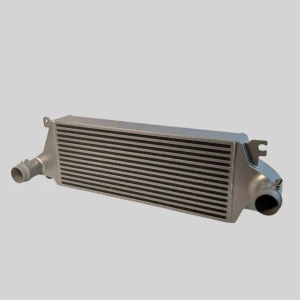 A rear view of the SXTH Element CARB-compliant FMIC (front mount intercooler) for Toyota 2.4 turbo vehicles.