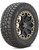 Mickey Thompson's Baja Boss A/T mounted to a black and gold off-road rim. Mickey Thompson's Baja Boss A/T mounted to a black and gold off-road rim.