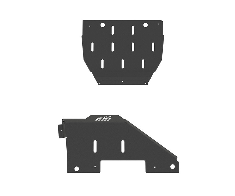 A black powder coated steel skid plate for the rear of a Lexus GX 550.