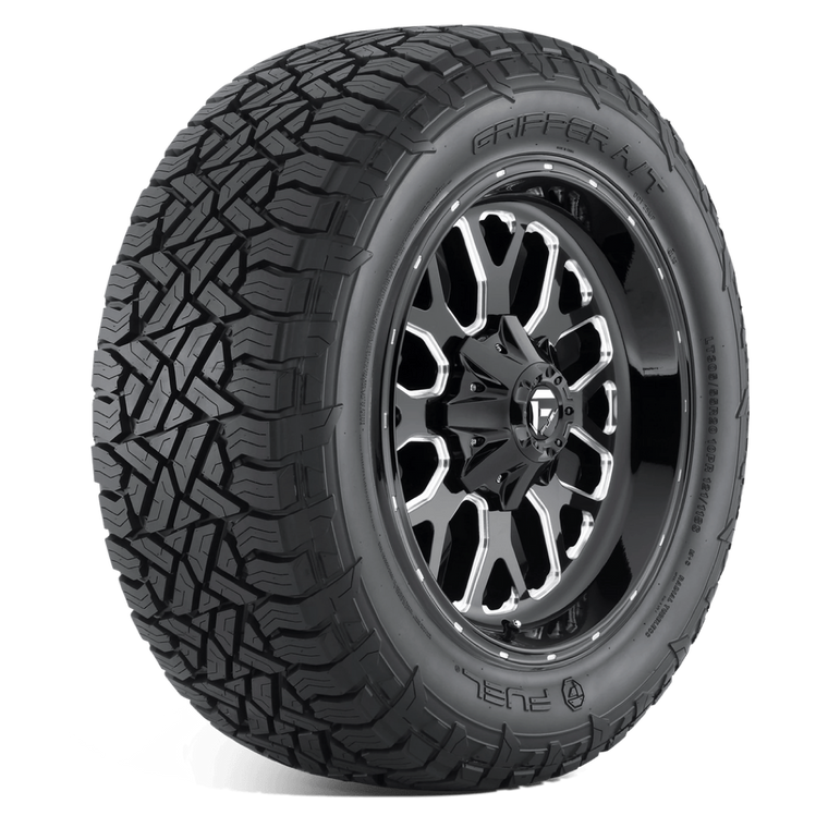 A Fuel Gripper A/T tire mounted to a Fuel off-road rim.