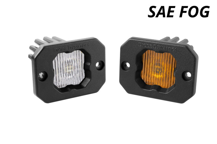 A pair of C1 SAE Fog LED Pods by Diode Dynamics, ideal for sleek and stealth installations in aftermarket or OEM bumpers, roof racks, or even bed lights. A pair of C1 SAE Fog LED Pods by Diode Dynamics, ideal for sleek and stealth installations in aftermarket or OEM bumpers, roof racks, or even bed lights.