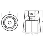 00405EAL - Tecnoseal Aluminium Radice Hexagon Propeller Nut Anode 50mm