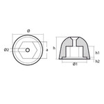 Tecnoseal 02481AL - Tecnoseal Aluminium BCS Conical Propeller Nut Thruster Anode 