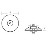 Tecnoseal 00101 - Tecnoseal Zinc Rudder Disc Anode 70mm 
