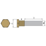 Tecnoseal 01451 - Tecnoseal Zinc Isotherm Boiler Pencil Anode 
