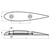 Tecnoseal NACA08-230AL - Tecnoseal Streamlined Aluminium Bolt on Hull Anode 3.2kg 