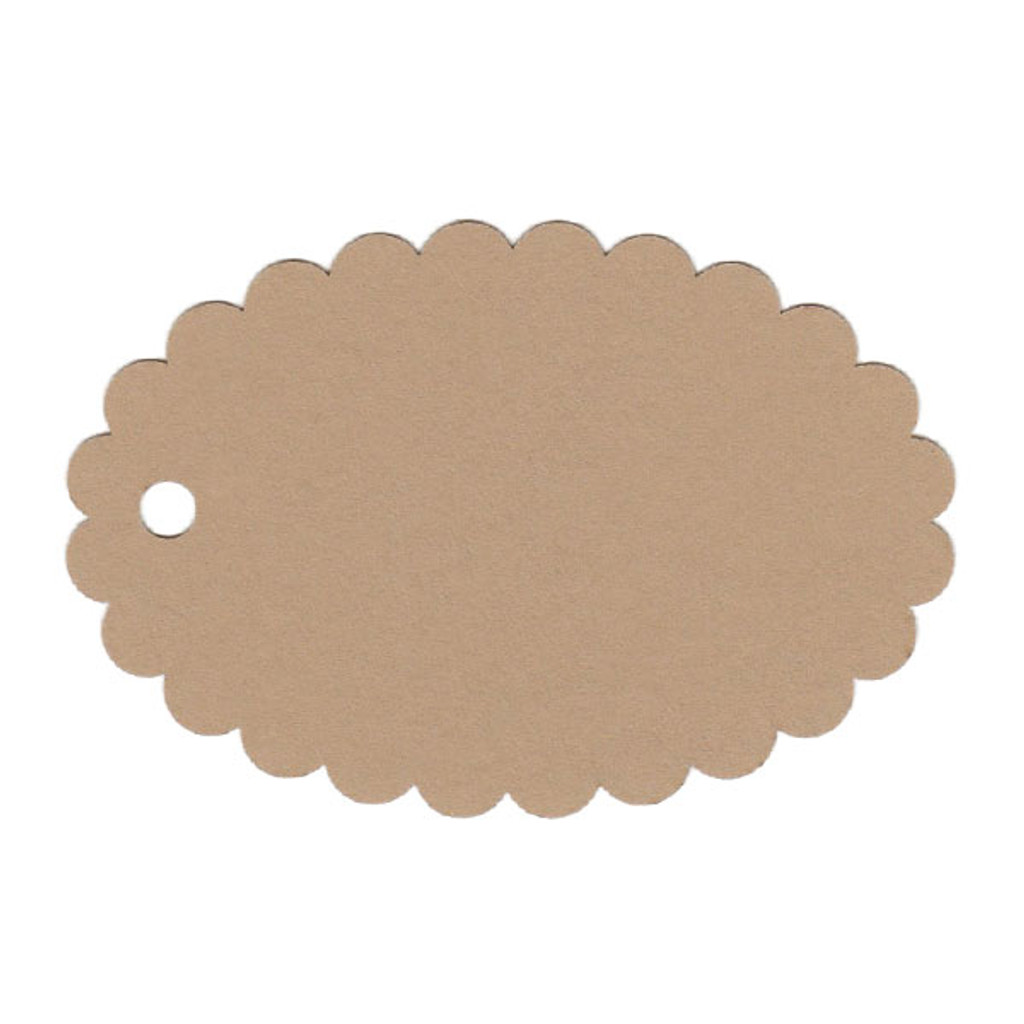 Scalloped Oval Laser Tag (2"x3")