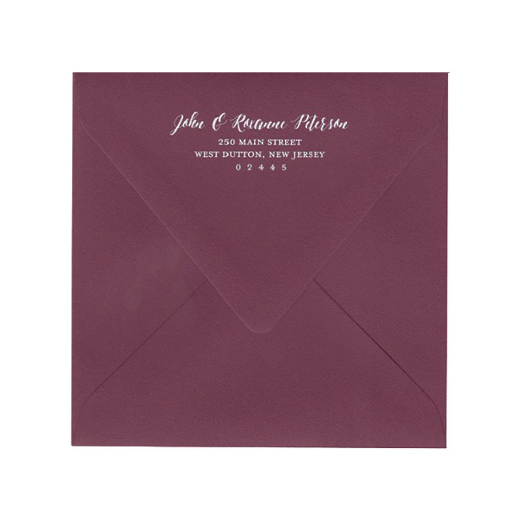 Return Address
  White Ink Printed Outer 6.75 Square Euro Flap Envelopes