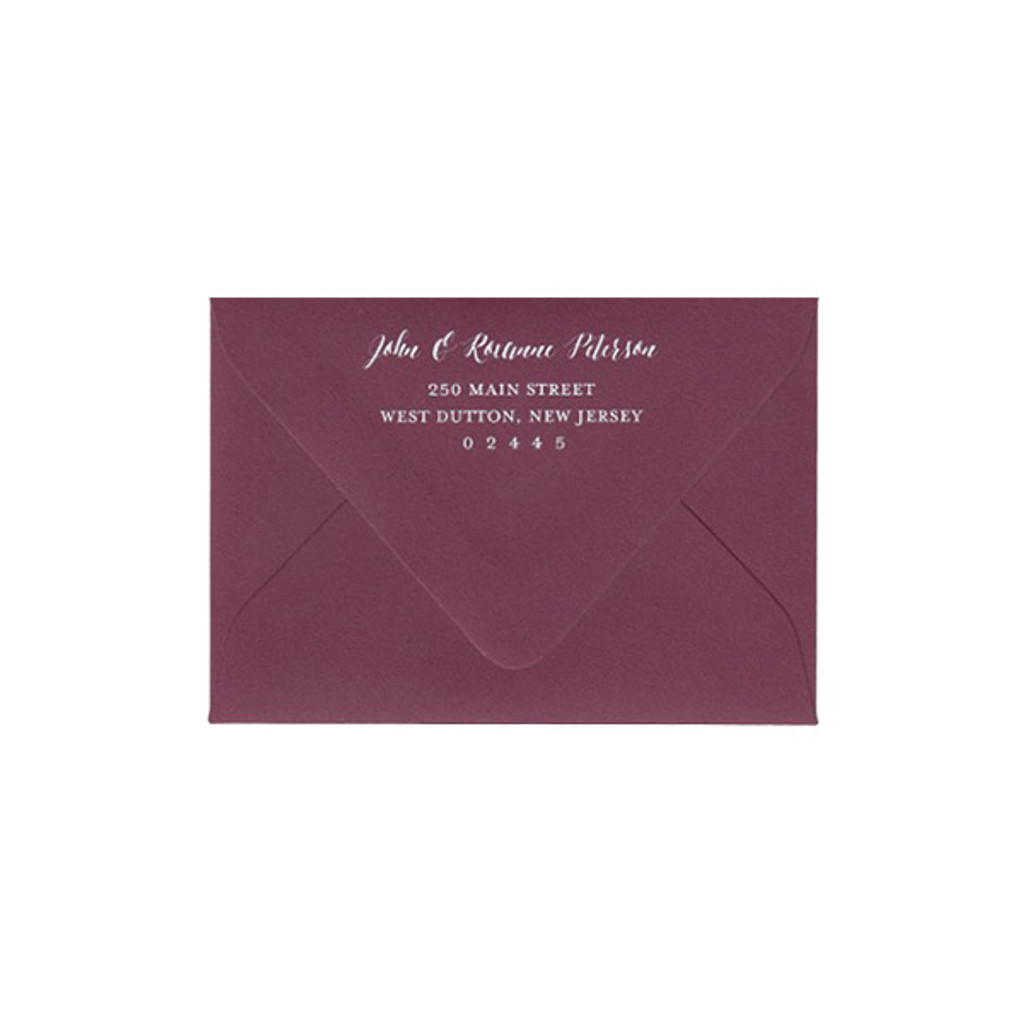 Return Address White Ink Printed RSVP Euro Flap Envelopes