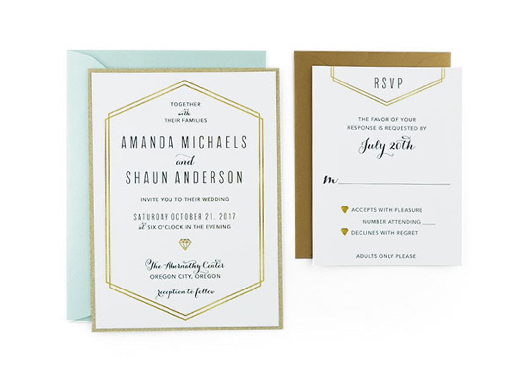 Gold Lines - Free Wedding Invitation Template