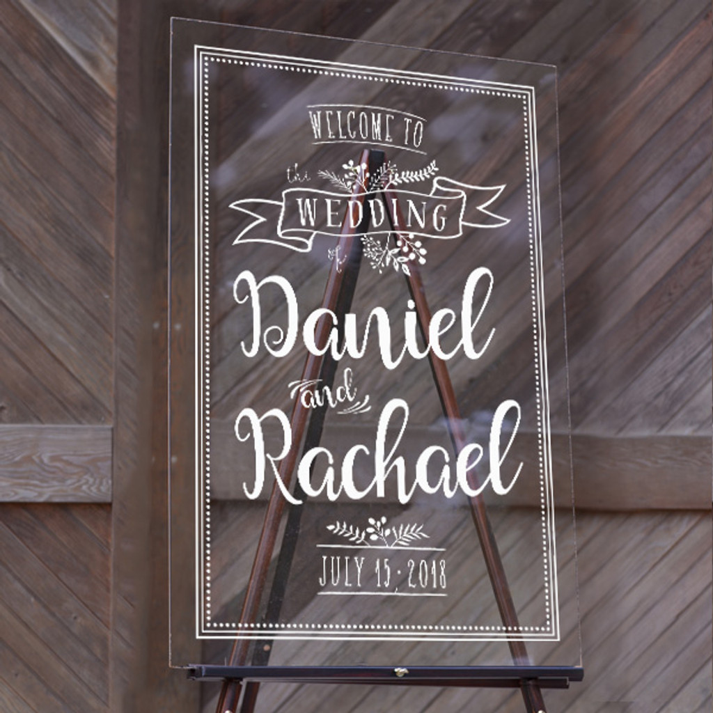 Rustic Banner Welcome - Acrylic Sign (24x36)