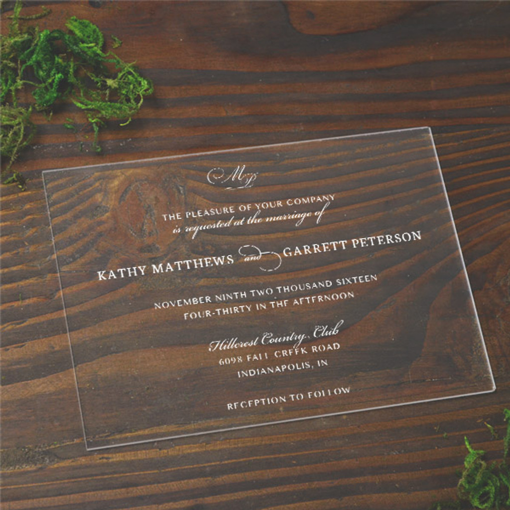 Classy 5x7 Acrylic Wedding Invitation