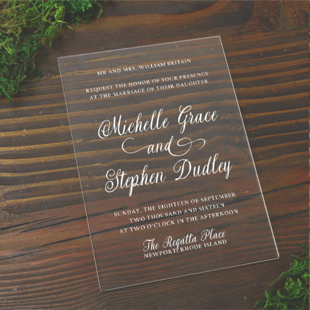 Lace 5x7 Acrylic Wedding Invitation