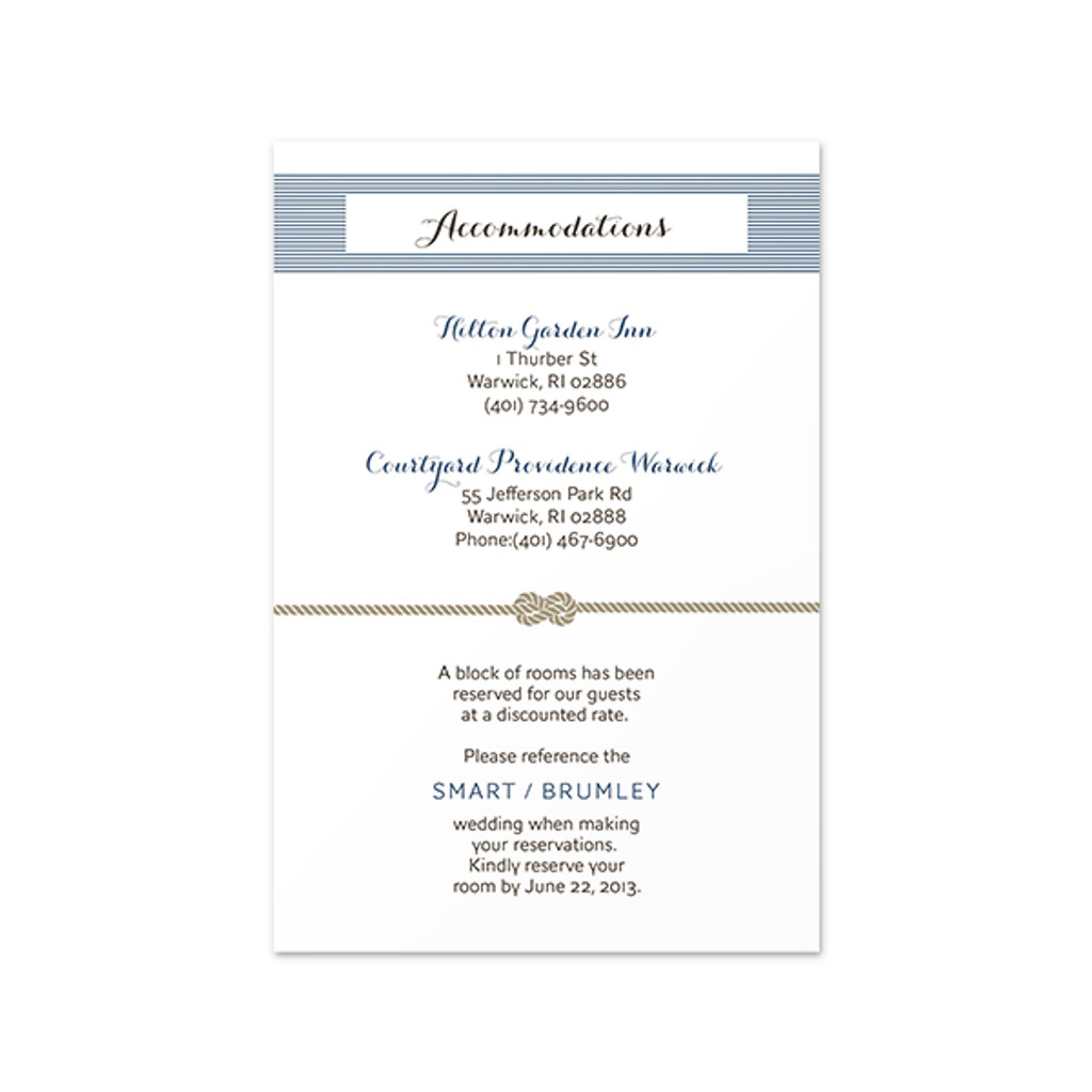 Tie the Knot - Accommodations Insert (4.125" x 6.25")