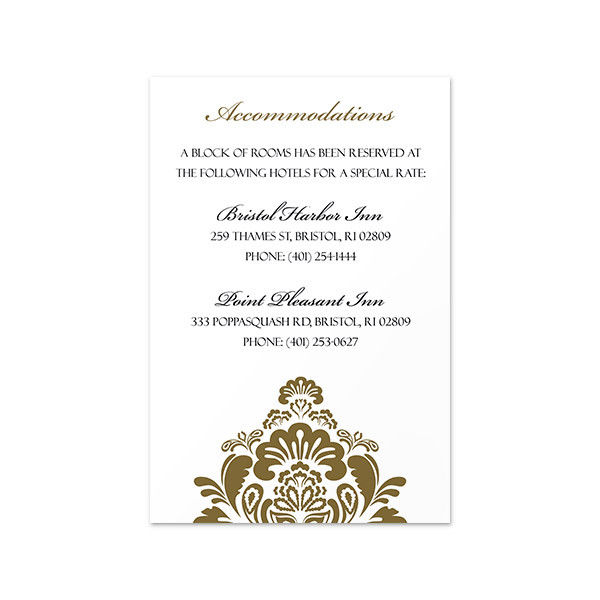 Damask - Accommodations Insert (4.125" x 6.25")