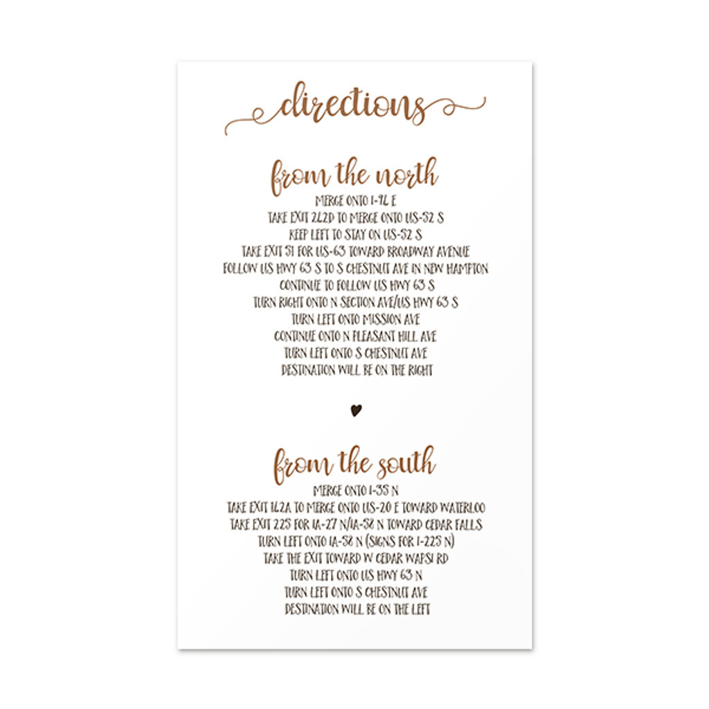 Rustic - Directions Insert (4.125" x 7")