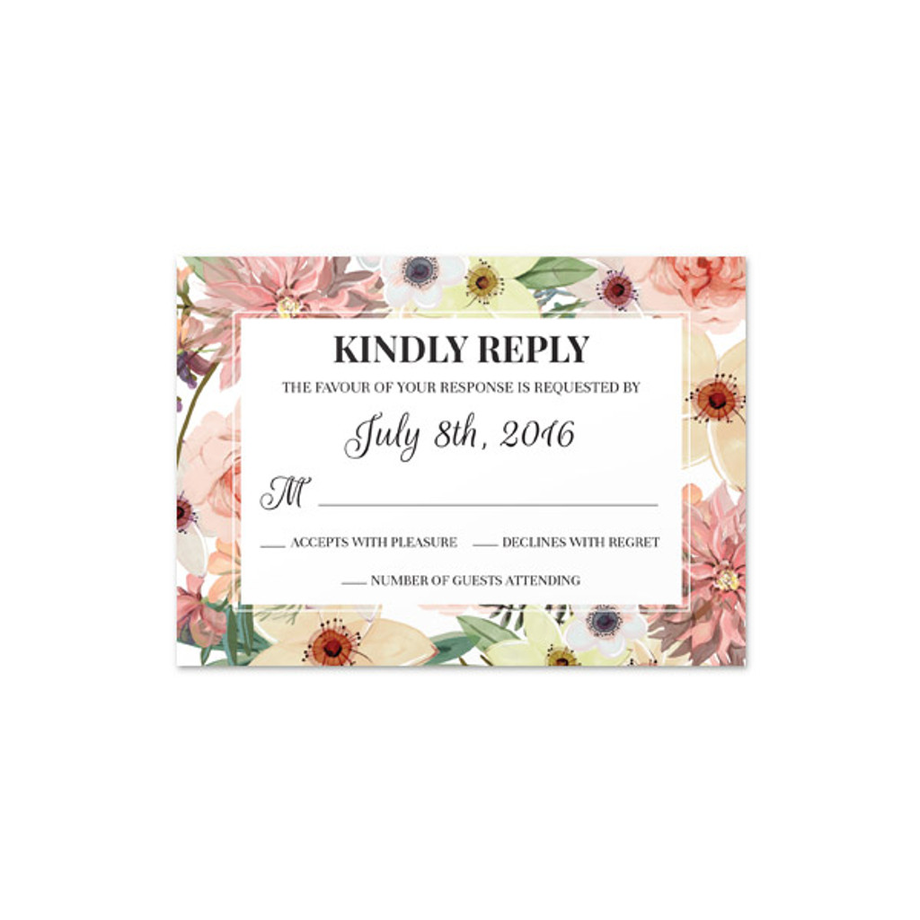 Floral - RSVP Card (3.5"x5") Landscape