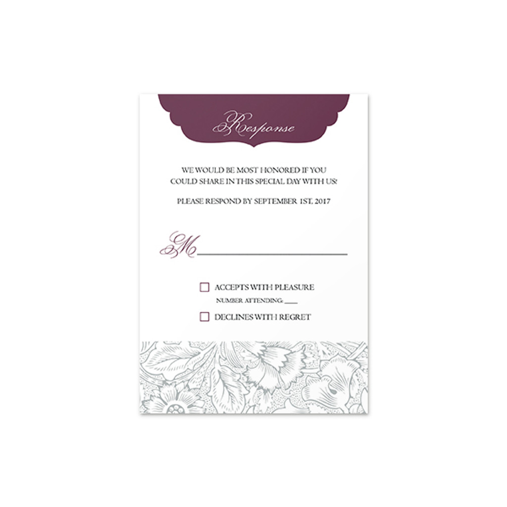 Elegant Floral - RSVP Card (3.5"x5") Portrait