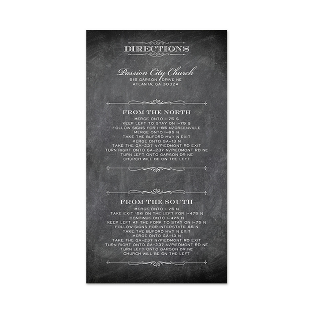 Elegant Chalkboard - Directions Insert (3.5" x 6.5")