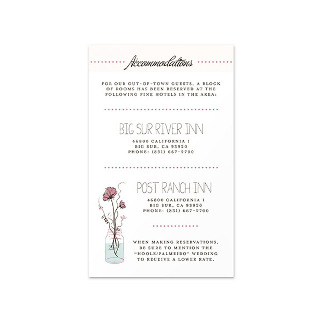 Jar of Flowers - Accommodations Insert (3.5 "x 5.75")