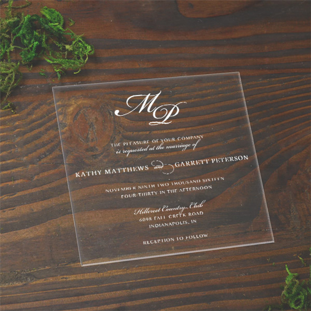 Classy 6.25x6.25 Acrylic Wedding Invitation