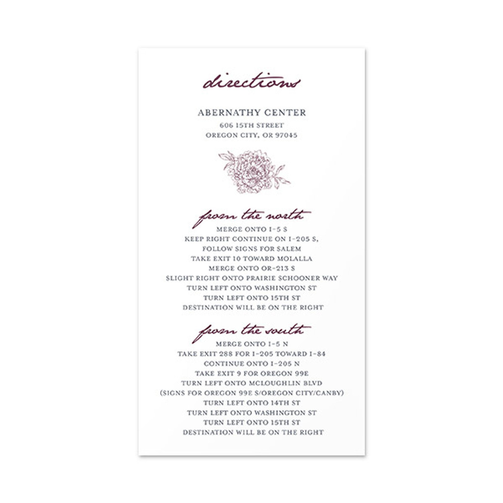 Ornate Flowers - Directions Insert (3.5" x 6.5")