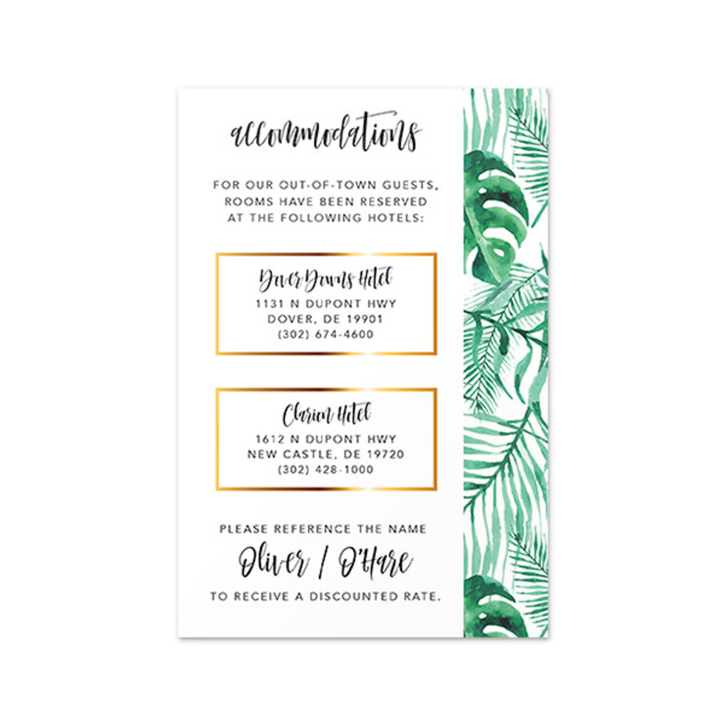 Botanical - Accommodations Insert (4.125" x 6.25")