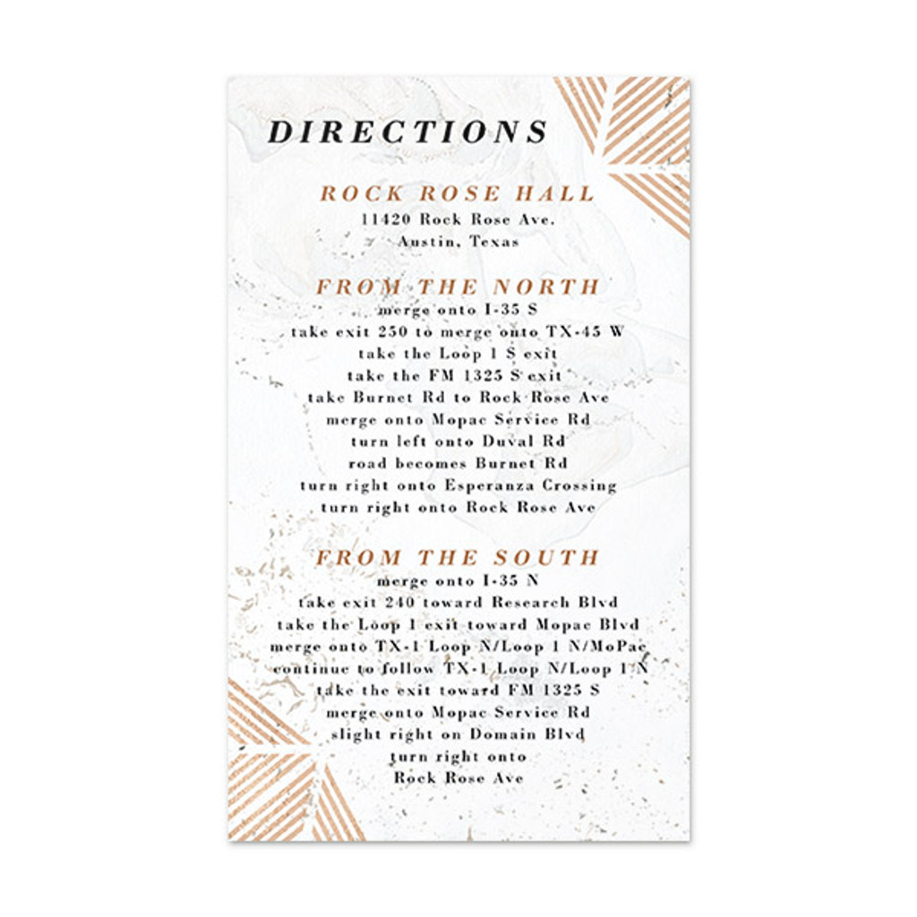 Modern Marble - Directions Insert (3.5" x 6.5")