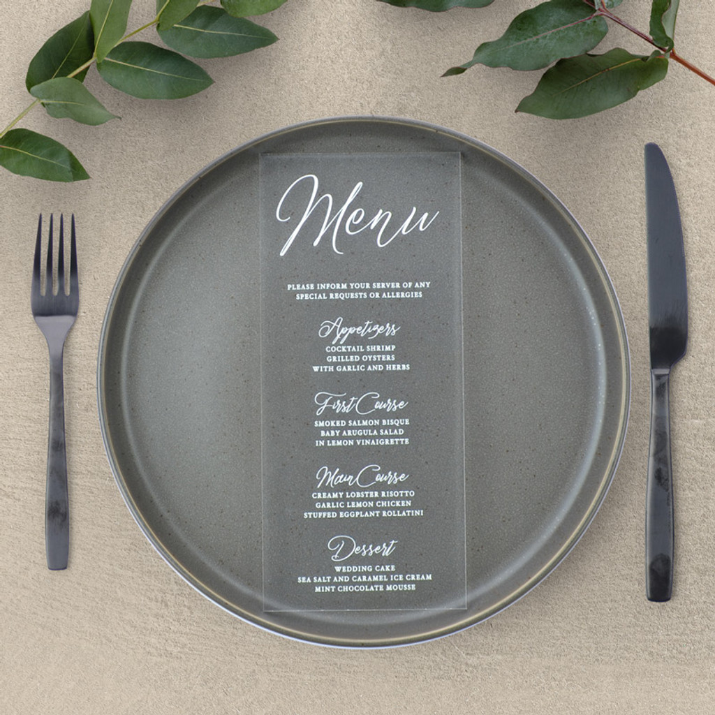 Classic Cursive 4x9 Acrylic Menu