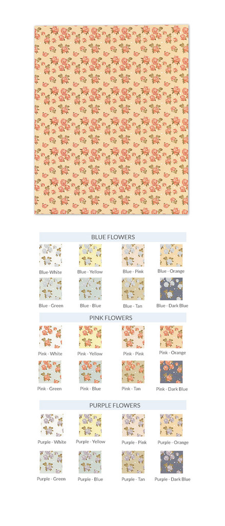 Vintage Flowers -  8.5x11 Custom Pattern Paper (25 Pack)