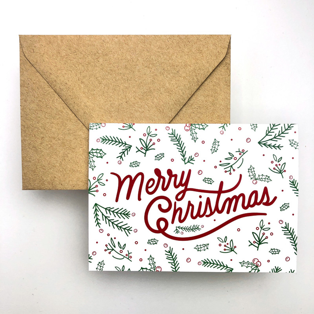 Mistletoe - Folded Holiday Cards and Envelopes Set (12 Pack)