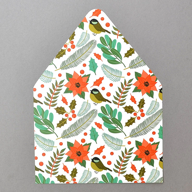 Christmas Feathers - Holiday Envelope Liner