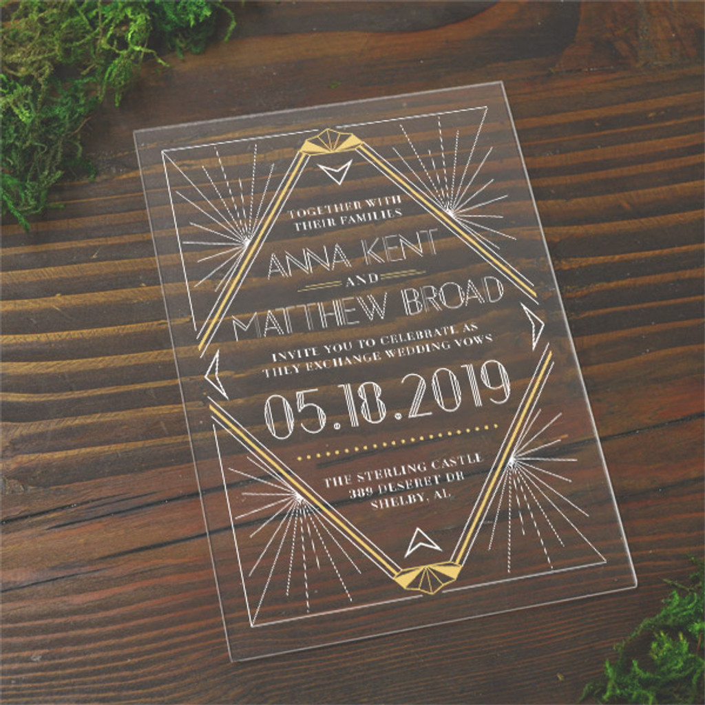 Gatsby 5x7 Acrylic Wedding Invitation