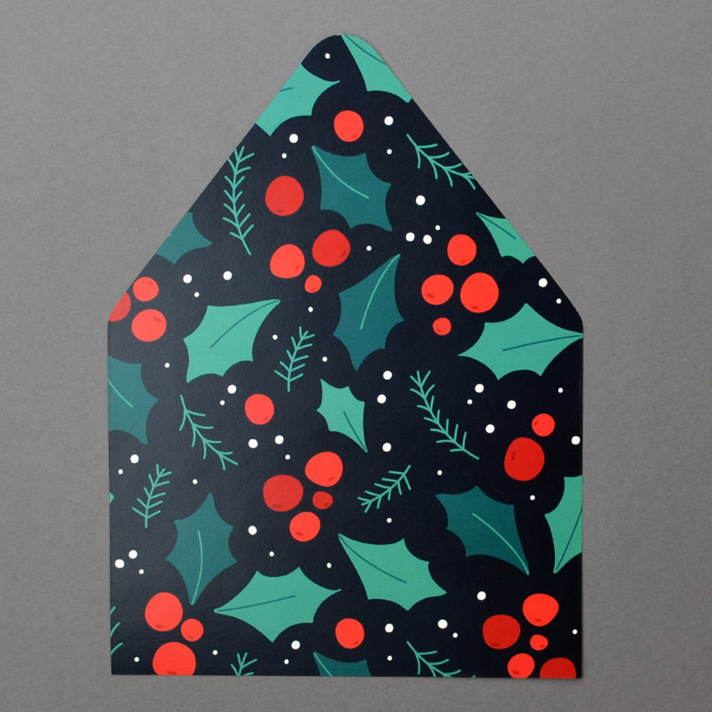 Holly and Snow - Holiday Envelope Liner