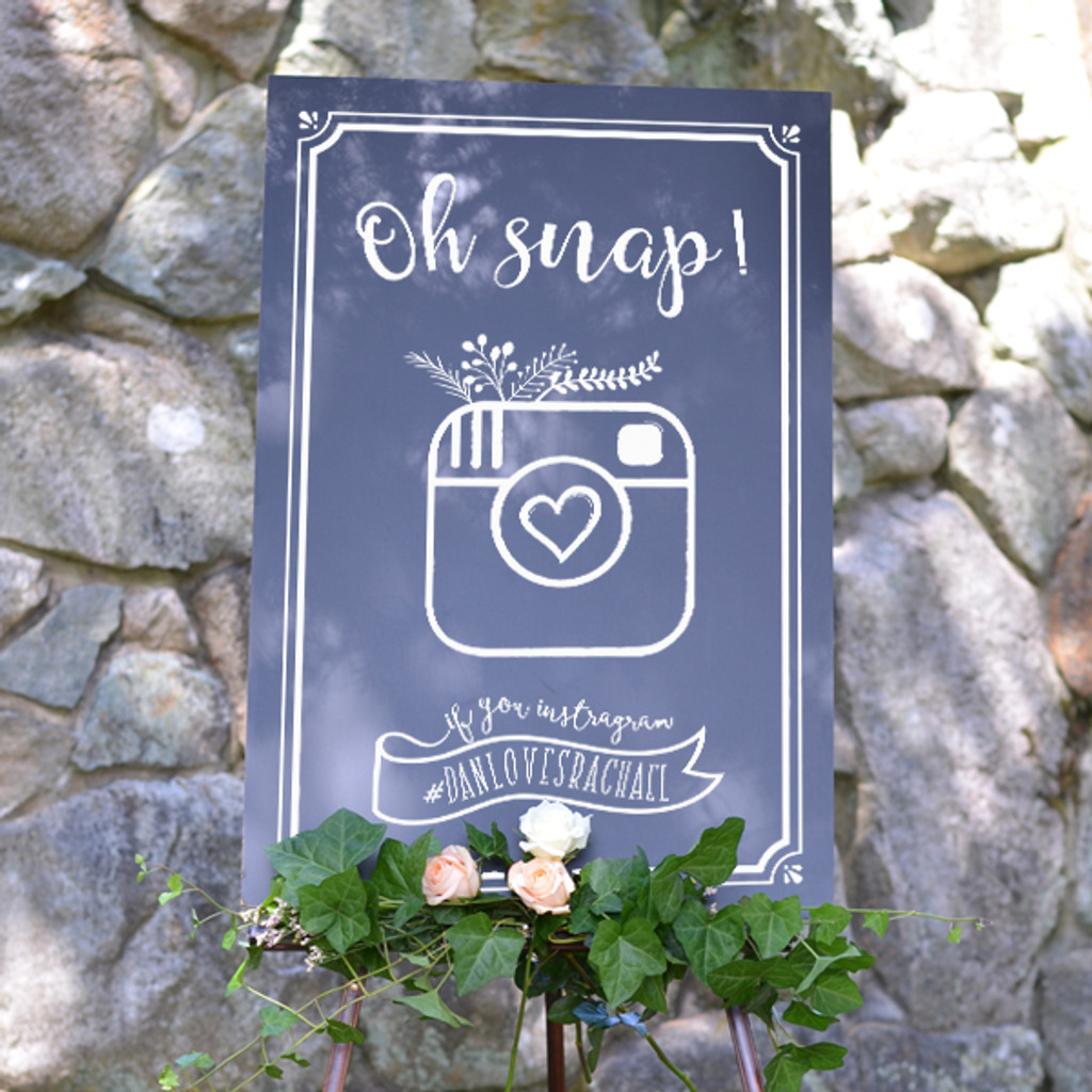 Oh Snap Custom Hashtag #wedding Sign - Chalkboard Sign (24x36)