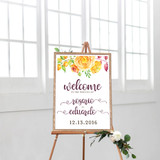 Wedding Welcome Sign Summer Bouquet - Wedding Sign (18x24)
