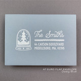 Snow Globe Holiday A7 Full Guest Address White Ink Printed A7 Euro Flap Envelopes