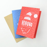 Ho Ho Ho - Folded Holiday Cards and Envelopes Set (12 Pack)