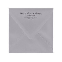 Return Address Black Ink Printed Outer 6.75 Square Euro Flap Envelopes