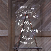 Wedding Welcome Ribbon Banner - Acrylic Sign (24x36)